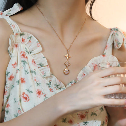 [Elowen Jewels]STAR AND SUN DIAMOND PINK GOLD NECKLACE