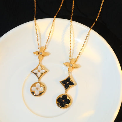 [Elowen Jewels]STAR AND SUN ONYX PINK GOLD NECKLACE