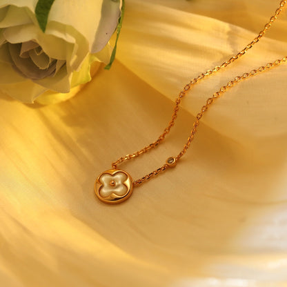[Elowen Jewels]SUN PEDANT PINK GOLD 1 DIAMOND NECKLACE