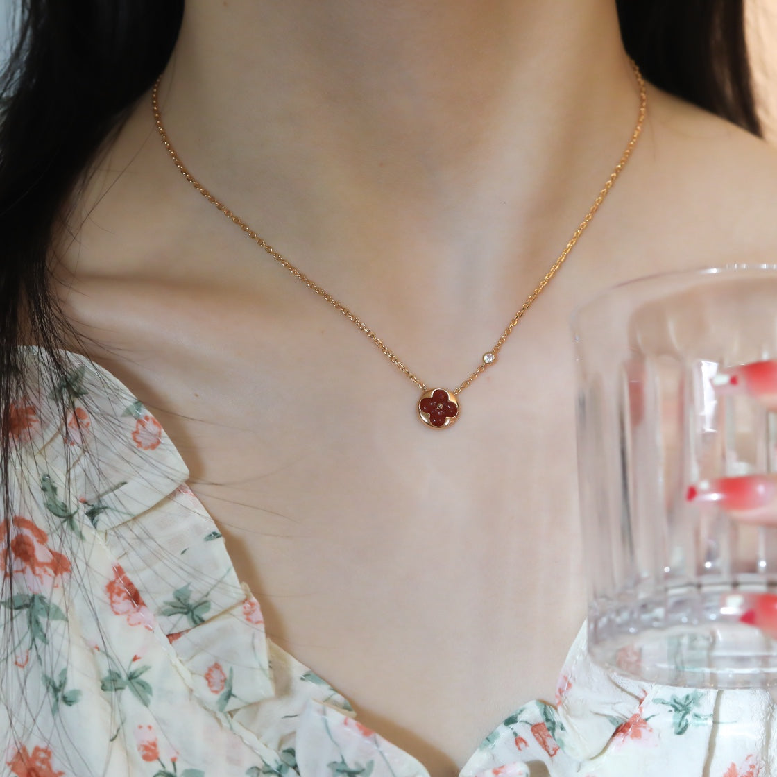 [Elowen Jewels]SUN PEDANT PINK GOLD 1 DIAMOND NECKLACE