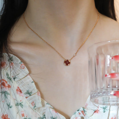 [Elowen Jewels]SUN PEDANT PINK GOLD 1 DIAMOND NECKLACE