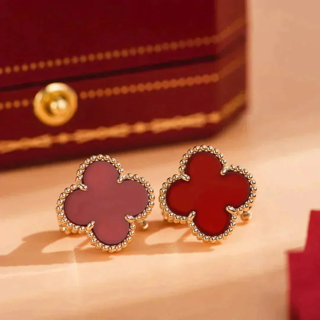 [Elowen Jewels]CLOVER MEDIUM 1 MOTIFS CARNELIAN  EARRINGS
