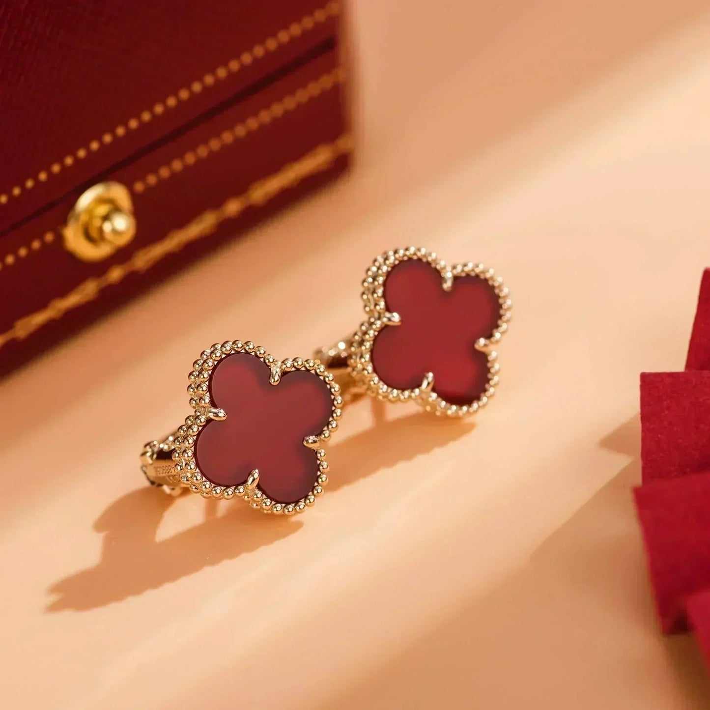 [Elowen Jewels]CLOVER MEDIUM 1 MOTIFS CARNELIAN  EARRINGS