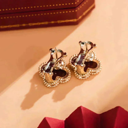 [Elowen Jewels]CLOVER MEDIUM 1 MOTIFS CARNELIAN  EARRINGS
