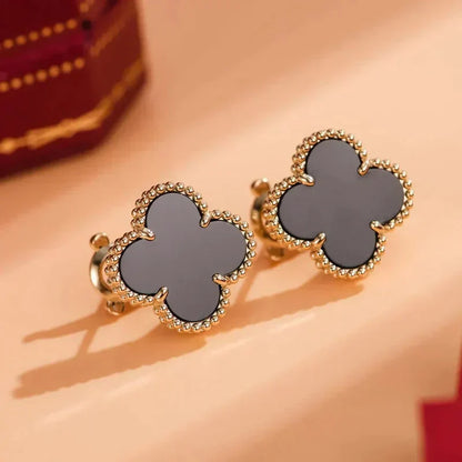 [Elowen Jewels]CLOVER MEDIUM 1 MOTIFS  ONYX STUD EARRINGS