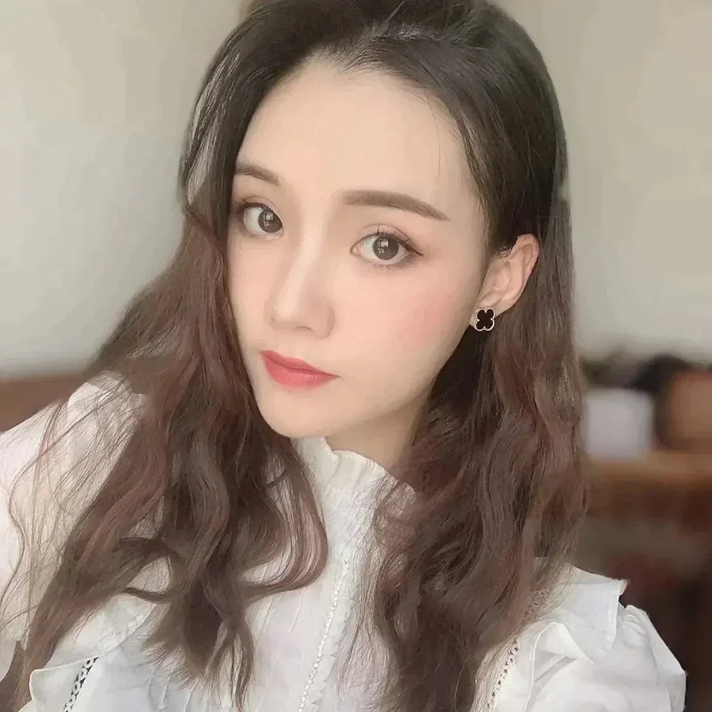 [Elowen Jewels]CLOVER MEDIUM 1 MOTIFS  ONYX STUD EARRINGS
