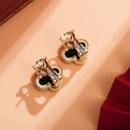 [Elowen Jewels]CLOVER MEDIUM 1 MOTIFS  ONYX STUD EARRINGS