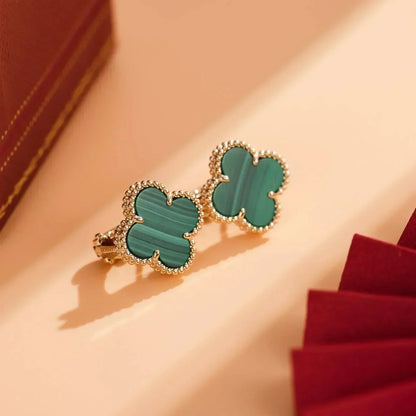 [Elowen Jewels]CLOVER MEDIUM 1 MOTIFS MALACHITE  EARRINGS