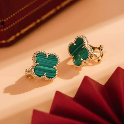[Elowen Jewels]CLOVER MEDIUM 1 MOTIFS MALACHITE  EARRINGS
