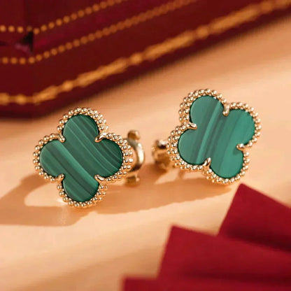 [Elowen Jewels]CLOVER MEDIUM 1 MOTIFS MALACHITE  EARRINGS