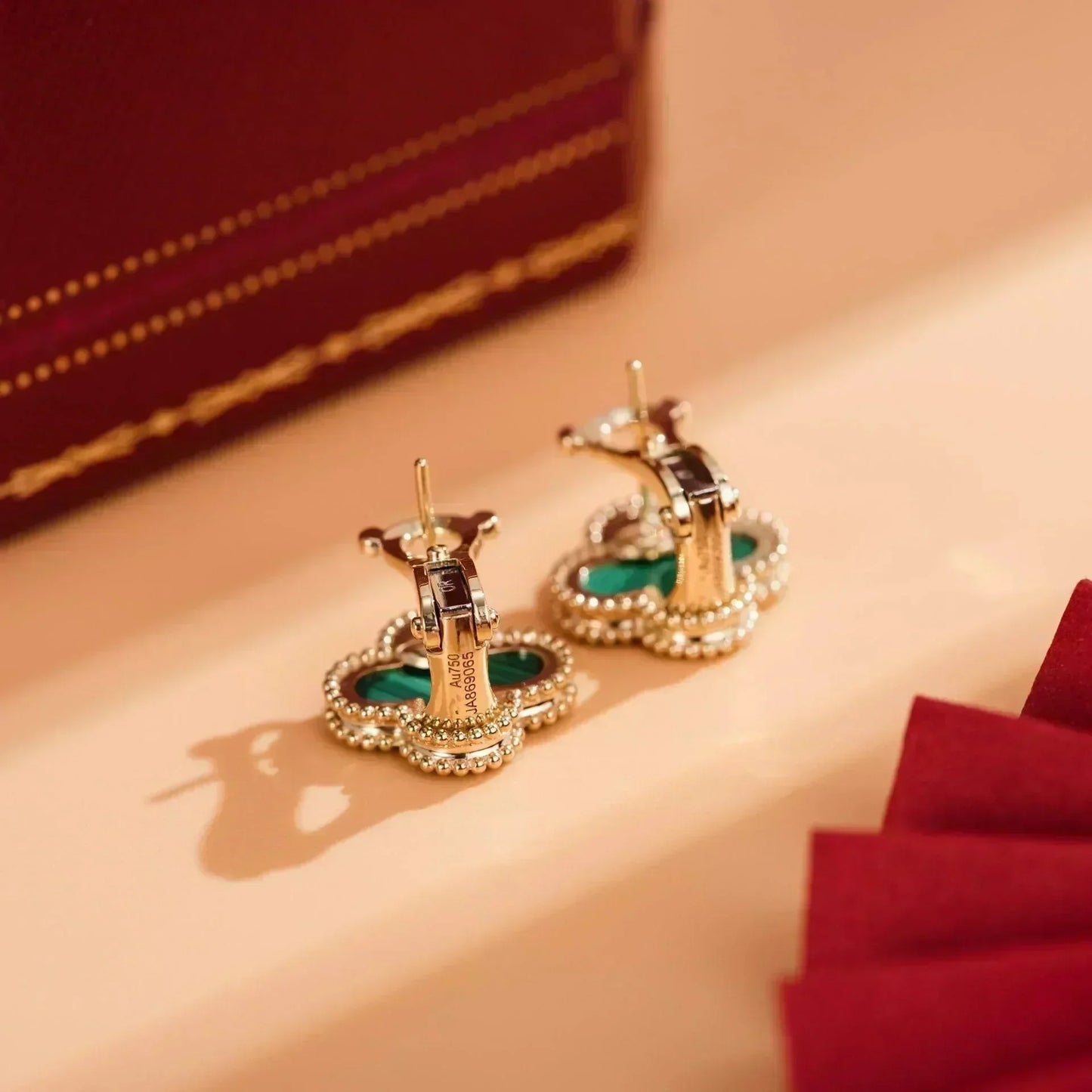 [Elowen Jewels]CLOVER MEDIUM 1 MOTIFS MALACHITE  EARRINGS