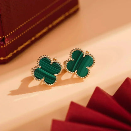 [Elowen Jewels]CLOVER MEDIUM 1 MOTIFS MALACHITE  EARRINGS