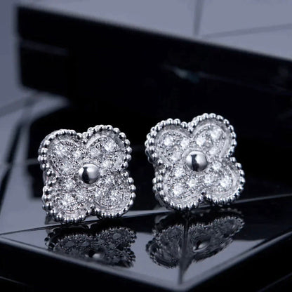 [Elowen Jewels]CLOVER 1 MOTIFS DIAMOND STUD EARRINGS SILVER