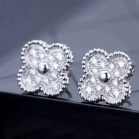 [Elowen Jewel]CLOVER 1 MOTIFS DIAMOND STUD EARRINGS SILVER