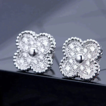 [Elowen Jewels]CLOVER 1 MOTIFS DIAMOND STUD EARRINGS SILVER