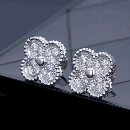 [Elowen Jewels]CLOVER 1 MOTIFS DIAMOND STUD EARRINGS SILVER