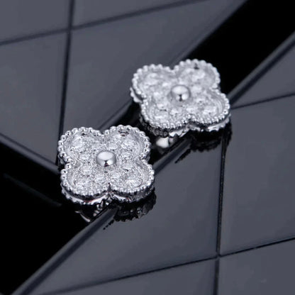 [Elowen Jewels]CLOVER 1 MOTIFS DIAMOND STUD EARRINGS SILVER