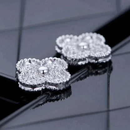 [Elowen Jewels]CLOVER 1 MOTIFS DIAMOND STUD EARRINGS SILVER