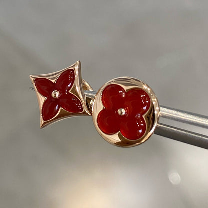 [Elowen Jewels]STAR AND SUN PINK GOLD CARNELIAN STUD EARRINGS