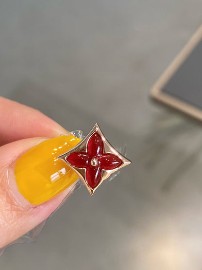 [Elowen Jewels]STAR AND SUN PINK GOLD CARNELIAN STUD EARRINGS
