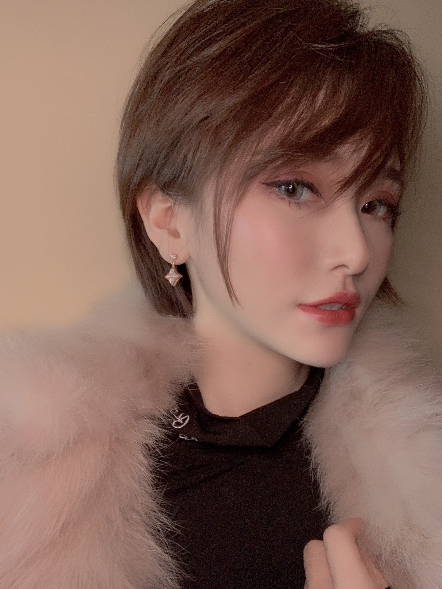 [Elowen Jewels]DOUBLE STAR PINK GOLD MOP DROP EARRINGS