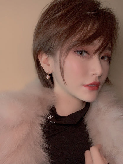 [Elowen Jewels]DOUBLE STAR PINK GOLD MOP DROP EARRINGS
