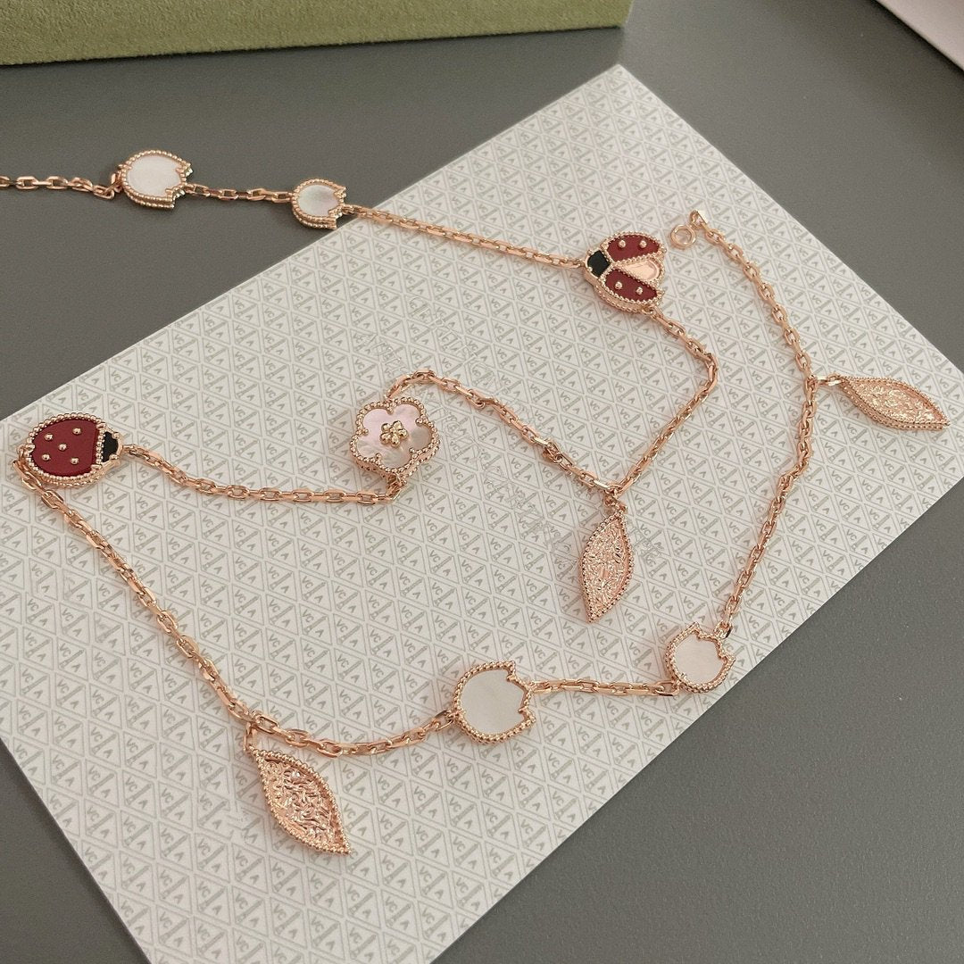 [Elowen Jewels]LUCKY SPRING 15 MOTIFS ROSE GOLD NECKLACE