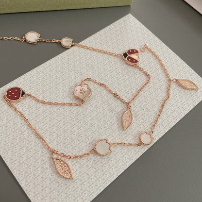 [Elowen Jewels]LUCKY SPRING 15 MOTIFS ROSE GOLD NECKLACE