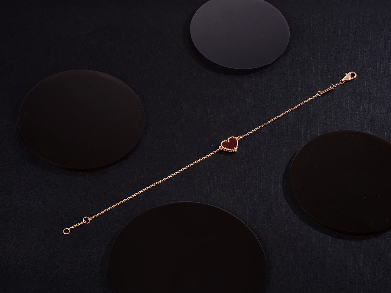 [Elowen Jewels]HEART CARNELIAN PINK GOLD BRACELET