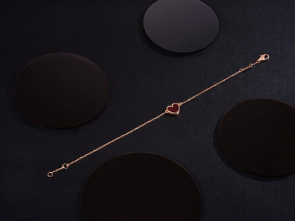 [Elowen Jewels]HEART CARNELIAN PINK GOLD BRACELET