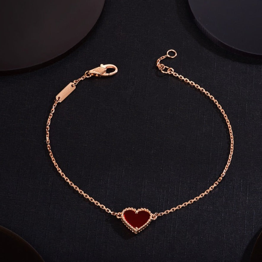 [Elowen Jewels]HEART CARNELIAN PINK GOLD BRACELET
