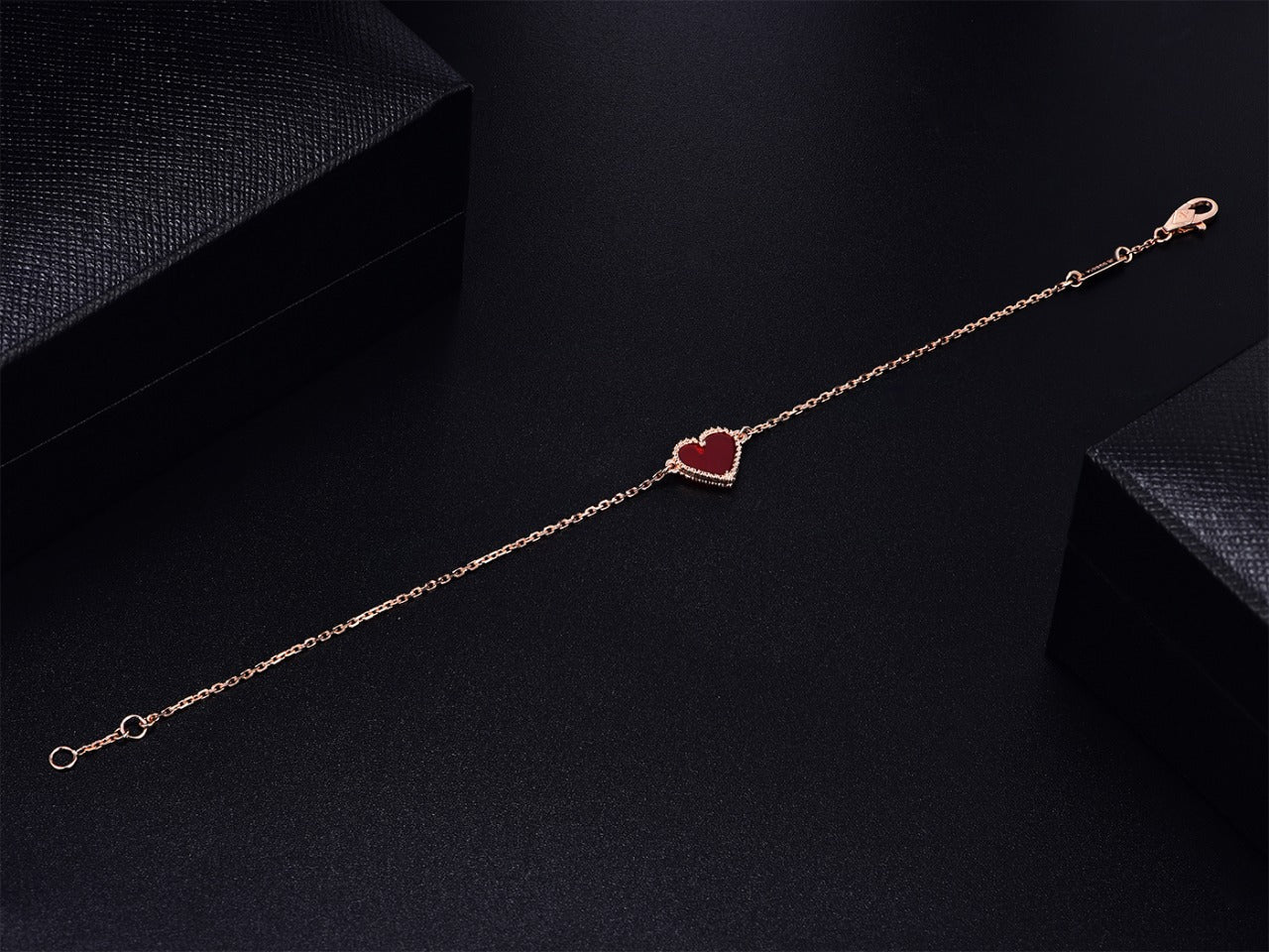 [Elowen Jewels]HEART CARNELIAN PINK GOLD BRACELET