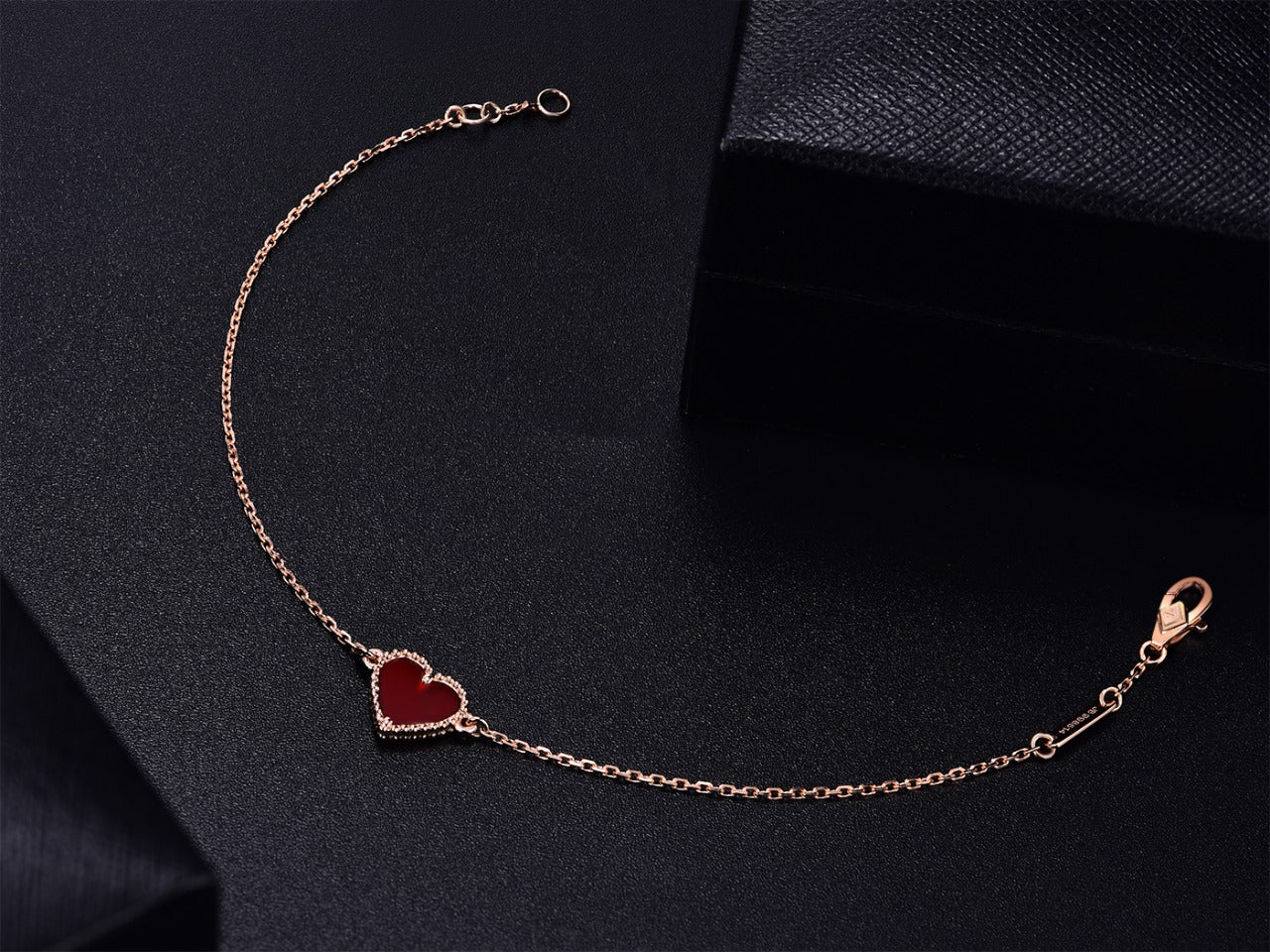 [Elowen Jewels]HEART CARNELIAN PINK GOLD BRACELET