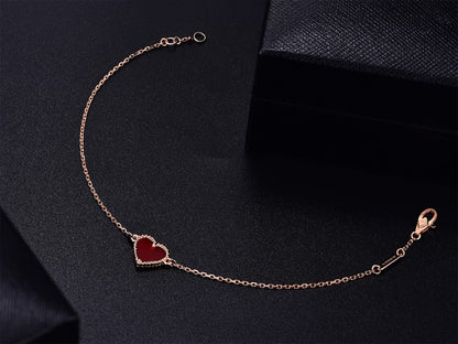 [Elowen Jewels]HEART CARNELIAN PINK GOLD BRACELET