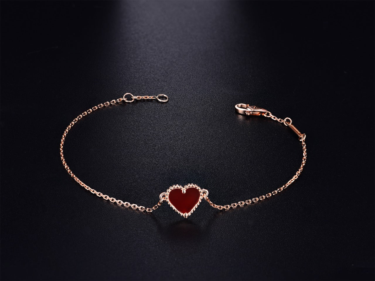 [Elowen Jewels]HEART CARNELIAN PINK GOLD BRACELET