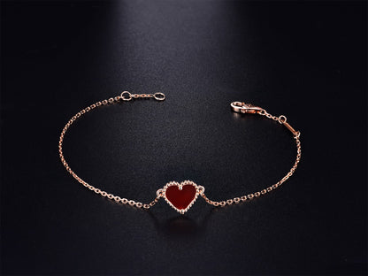 [Elowen Jewels]HEART CARNELIAN PINK GOLD BRACELET
