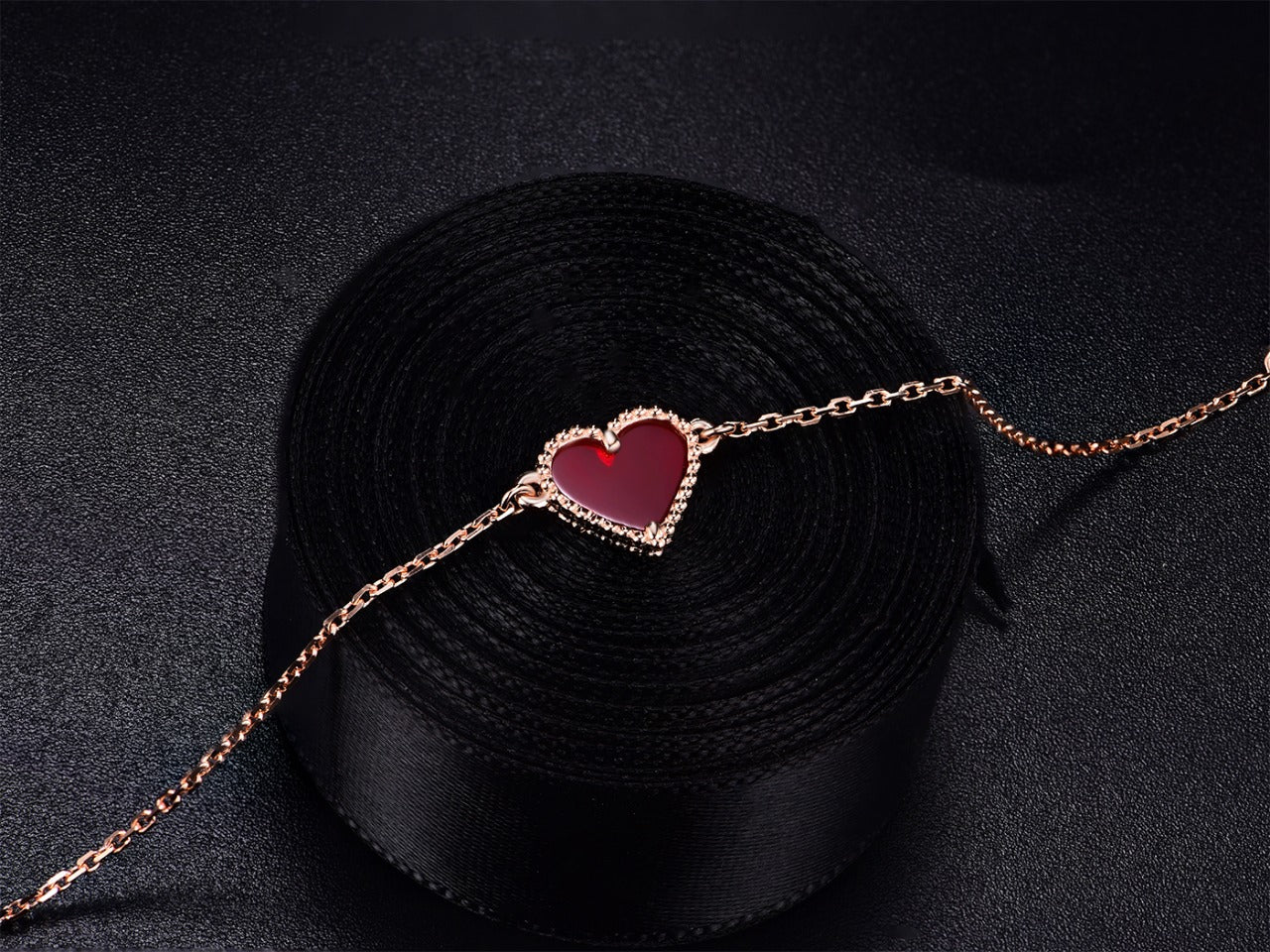 [Elowen Jewels]HEART CARNELIAN PINK GOLD BRACELET