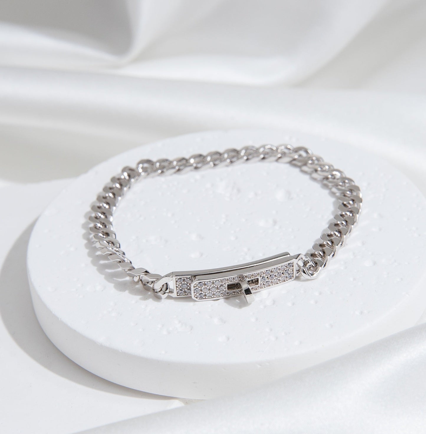 [Elowen Jewels]KELLY CHAIN SILVER DIAMOND BRACELET