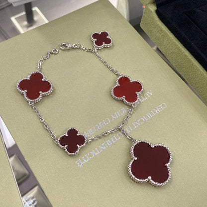 [Elowen Jewels]CLOVER 5 MOTIFS SIVLER CARNELIAN BRACELET