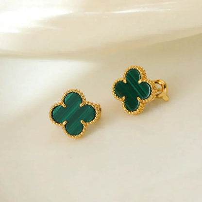 [Elowen Jewels]CLOVER MEDIUM 1 MOTIFS MALACHITE  EARRINGS