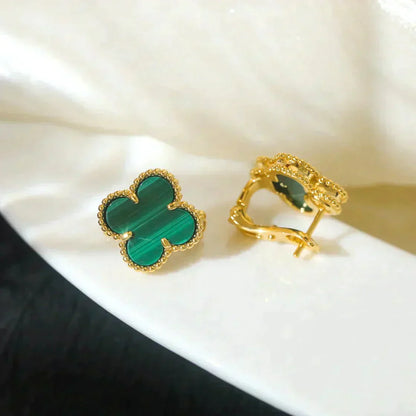 [Elowen Jewels]CLOVER MEDIUM 1 MOTIFS MALACHITE  EARRINGS
