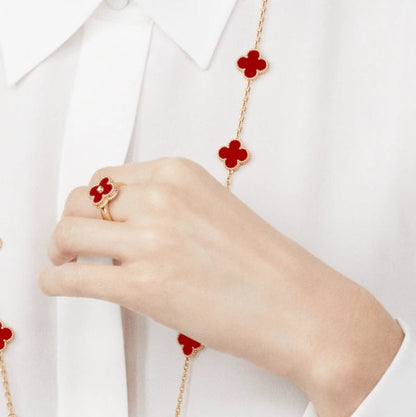 [Elowen Jewels]CLOVER CARNELIAN RING ROSE GOLD DIAMOND