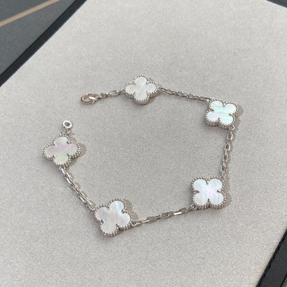 [Elowen Jewels]CLOVER WHITE PEARL MOP 5 MOTIF BRACELET COLLECTION
