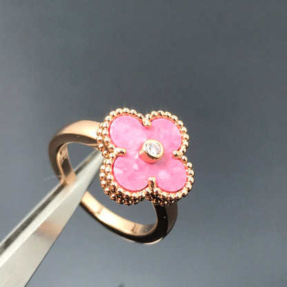 [Elowen Jewels]CLOVER RHODONITE ROSE GOLD RING