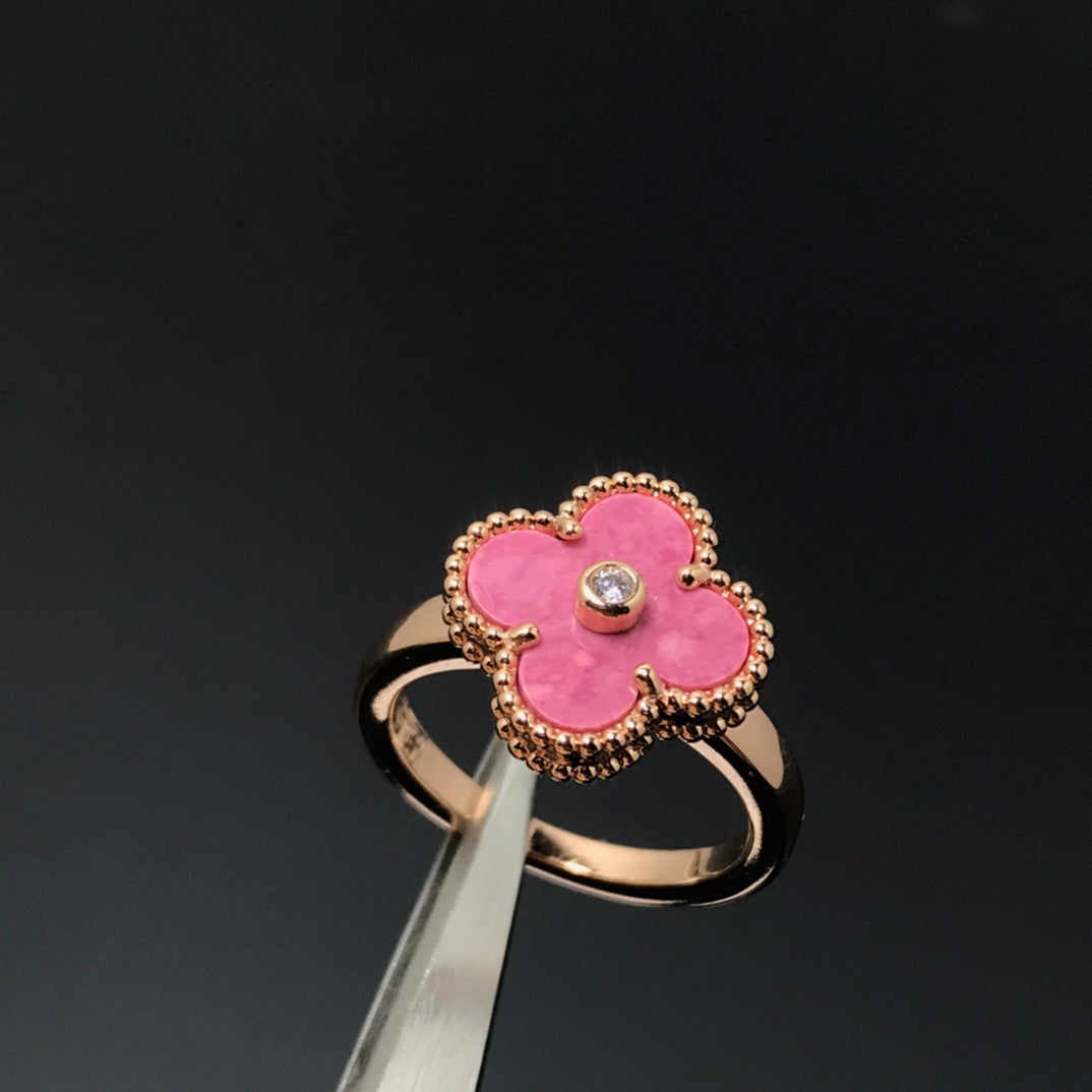[Elowen Jewels]CLOVER RHODONITE ROSE GOLD RING