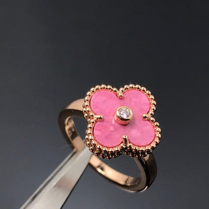 [Elowen Jewels]CLOVER RHODONITE ROSE GOLD RING