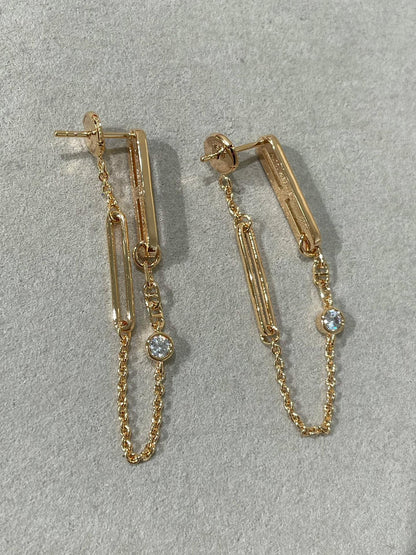 [Elowen Jewels]CHAINE CHAOS DIAMOND DROP EARRINGS