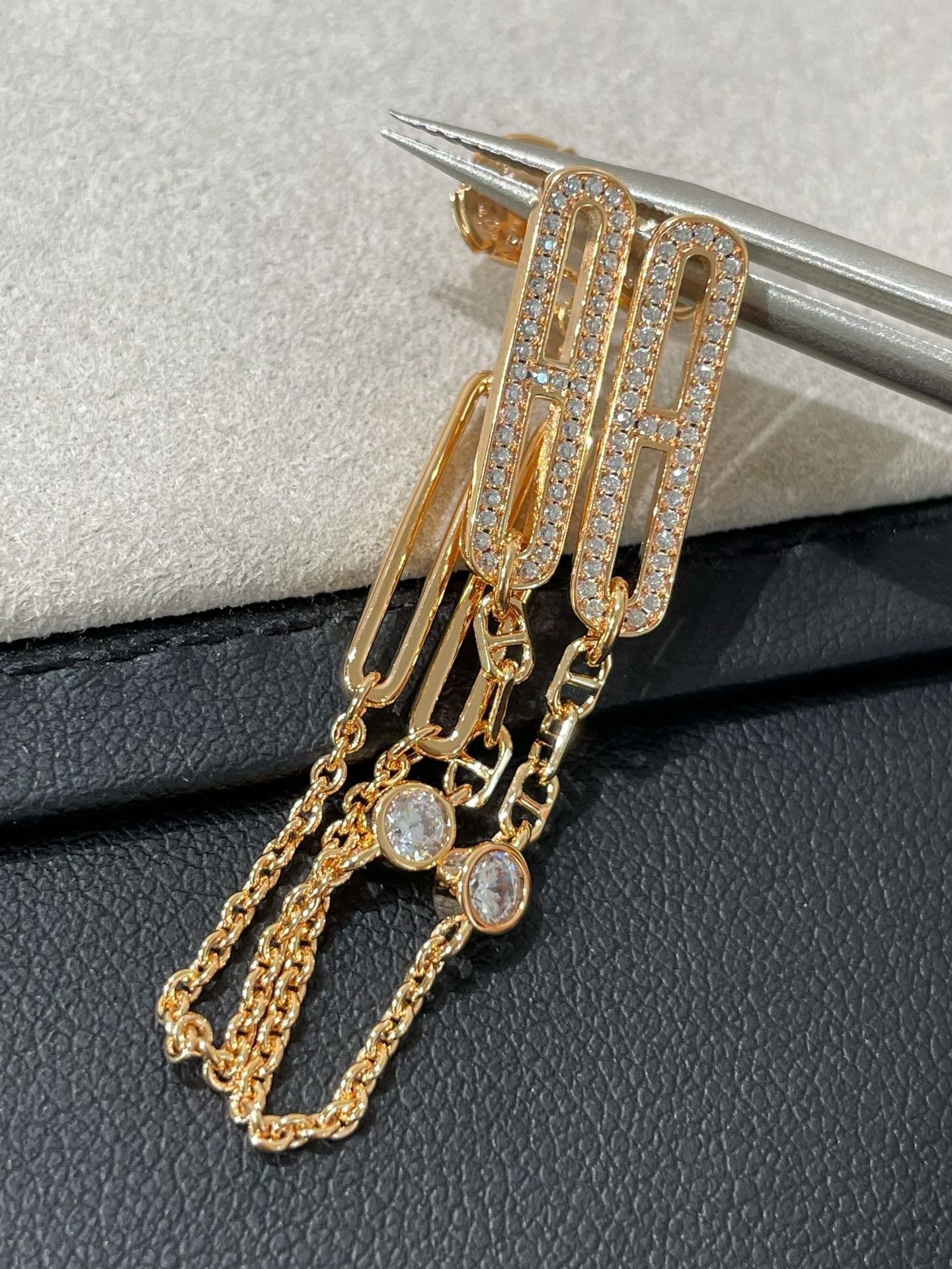 [Elowen Jewels]CHAINE CHAOS DIAMOND DROP EARRINGS