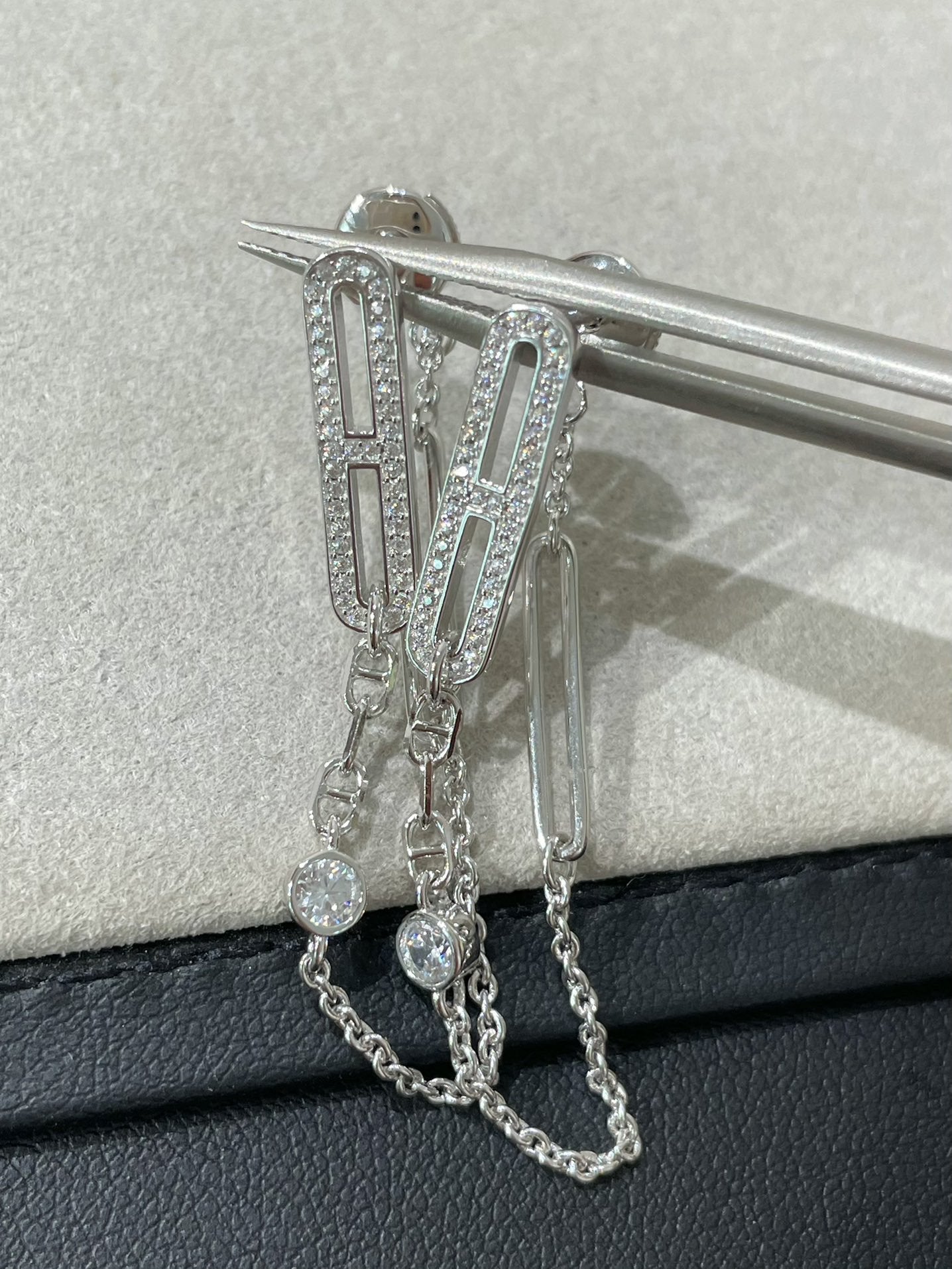 [Elowen Jewels]CHAINE CHAOS DIAMOND DROP EARRINGS