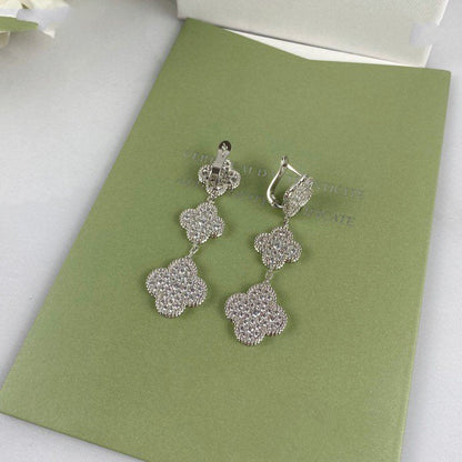 [Elowen Jewels]CLOVER 3 MOTIF DIAMOND SILVER DROP EARRINGS